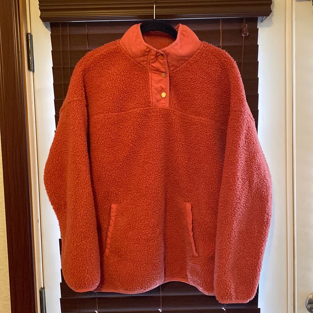 Coral Sherpa Pullover